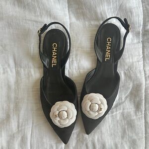 SOLD Chanel Camelia Slingback Ballet Flats 38
